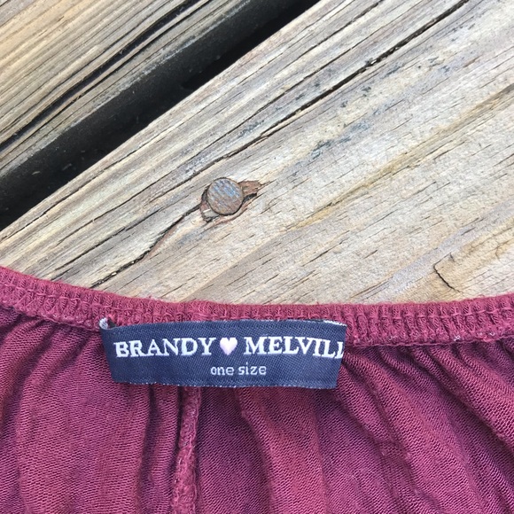 Brandy Melville Maroon Frill Cotton Shorts - Picture 2 of 3